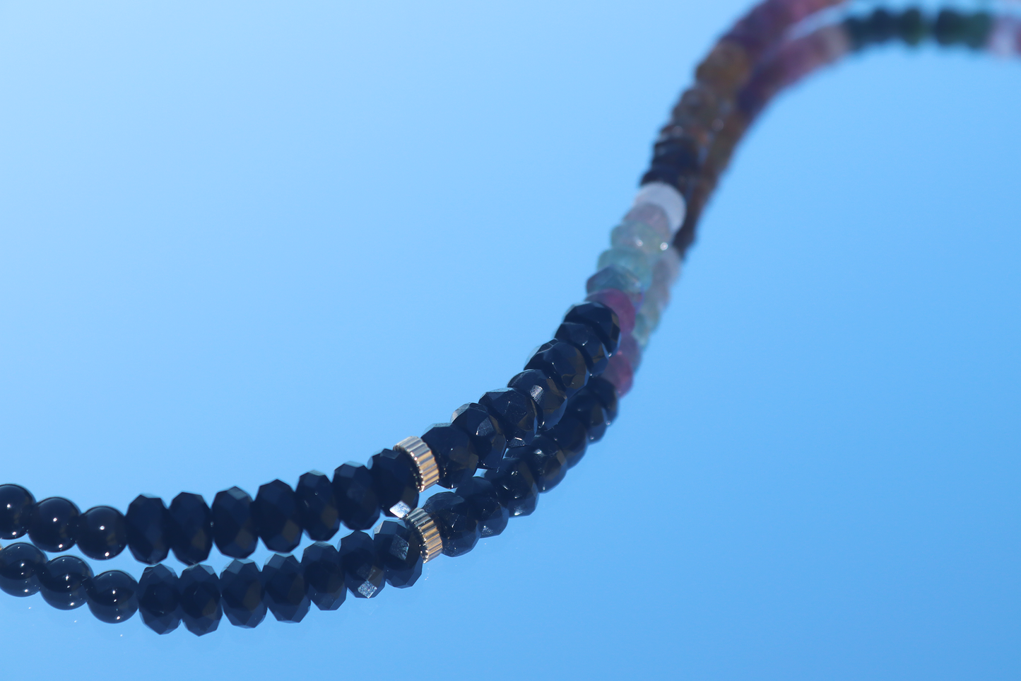 Rainbow Tourmaline & Obsidian Necklace