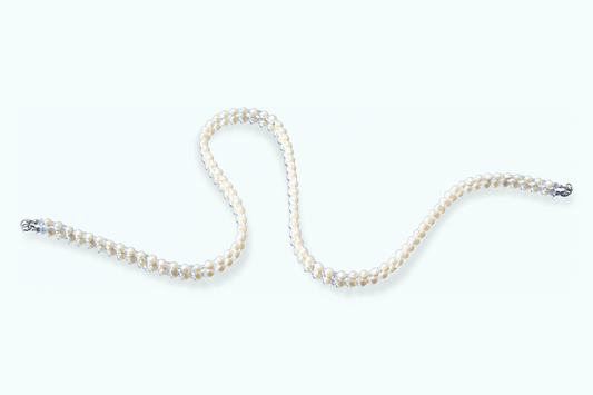 Vintage Pearl & Aquamarine Carabiner Necklace